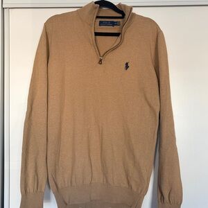 Polo Ralph Lauren Men's Camel Quarter Zip Sweater